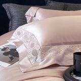 Luxury Hollow Embroidery Wide Edge Bedding Set 1000TC Lyocell Cotton Soft Silky Duvet Cover Flat/Fitted Bed Sheet Pillowcases