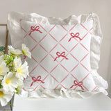 Cute Cat Bow Printed Pillow Series Bedroom Living Room Dormitory Pillow Ruffle Square Pattern Home Decoration Detachable Pillow