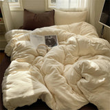 Solid Color Bedding Set Soft Duvet Cover Set With Sheet Bedroom Decor Skin Friendly Single Double Four Piece Set Home Textiles