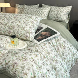 Flower Printed Duvet Cover Set Satin Silk Bed Cover Sets for Summer Queen/King Size Silky plumones de cama Coolling Bedding Set