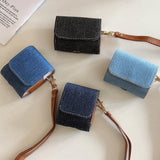 New Denim Cloth Pattern Earphone Bag For AirPods 1 2 3nd Gen For AirPods Pro 2 Case Luxury With Anti-lost Lanyard Protector