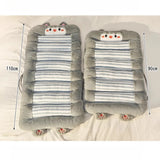 Stripe Cartoon Student Chair Cushion Quilted Double-sided Use Integrated Backrest Cushions Computer Chair Anti Slip Seat Pad