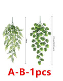 2pcs Artificial Plants Monstera Leaf Vines Green Hanging Garland for Wall Decor Home Garden Wedding Party Decoration Fake Plant
