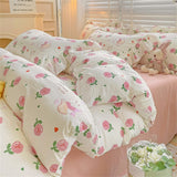 Fresh Plant Flower Bed Sheet for Children and Adults Four-Piece Bed Set Pillowcases Soft Washed Cotton Home Textiles