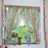 Retro Printing Curtain Art Living Room Gauze Curtain Velcro Curtain Ruffled Door Curtain Partition Punch-Free Customizable