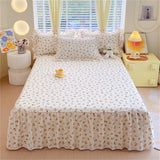 1PC 100%Cotton Bed Skirt Queen/King Size Floral Printed Bed Sheet with Ruffles falda de cama Full Size Bed Skirt for Single Bed