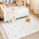 Children's Room Carpet Cute Soft Round Tassel Floor Mat Large Area Living Room Bedroom IG Decoration Polka Dots Rug