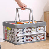 Large Folding Basket Portable Outdoor Picnic Basket with Handle Foldable Camping Storage Box Plastic Shopping