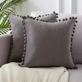 Velvet Cushioncover pillowslip with Ball Soft Decorative Cushion Home Decor for Sofa Set Bedroom Pillowcase Blue Pink Pillow