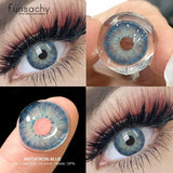 1pair Myopia Contact Lenses with Degrees Colored Natural Lenses 0 to -6.00 Degrees Graduation Blue Pupils Lenses Eyes