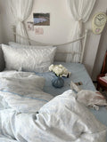 Pure Cotton Fledding Set Dr Pear Simple Elegance Cotton Quilt Cover eet Bed Canopy Four Piece Bedding Set