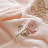 4Pcs Korean Princess Style Bedding Set Rose Flowers Embroidery French Lace Ruffles Milk Velvet Duvet Cover Bed Sheet Pillowcases