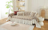 Pastoral Retro Printed Sofa Cover with Skirt All-Inclusive Floral Sofa Towel for Four Seasons Luxury Soft Furniture Protector