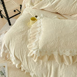 Luxury Thickened Carved Velvet Lace Ruffles Princess Bedding Set Queen King Size Plush Duvet Cover Bed Sheet Pillowcase