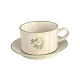 European Style Retro Ceramic Mug Flower pattern Coffee Cup and Saucer Afternoon Tea cup Dessert Plate Milk Juice latte cup Gift