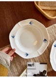 Swallow Oval Plates High-end Household Ceramic Serving Plate Ins White Breakfast Tray Retro Afternoon Tea Dessert Tableware