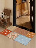Pastel Cute Patchwork Pattern Wire Loop Mat Wear-Resistant Non-Slip Household Entrance Door Floor Mat