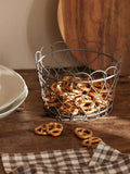 Mini Size Snack Sundries Storage Basket Metal Iron Art Rotundity Square Frame Desktop Cosmetics Jewelry Storage Basket