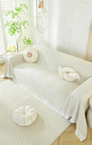 Herringbone Chenille Solid Sofa Towel Thickened Fur Ball Edge Sofa Cover for Four Seasons Cozy Skin-Friendly Blanket for Office