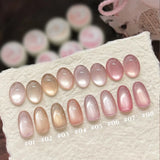 12ml 1-16pcs Autumn Nails New Clear Pink Glass Bead Moonlight Magnet Cat Eye Gel Nail Polish Whitening Nail Supplies