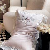 Chic Flower Embroidery Ruffles Princess Bedding Set 1000TC Egyptian Cotton Duvet Cover Flat/Fitted Bed Sheet Pillowcases 4Pcs