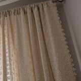 Floral Farmhouse Curtains Semi-Blackout Living Room Drapes Cotton Bohemian Window Curtain with Tassel