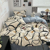 Nordic Style Pure Cotton Printed Bedding Sets Ultra Soft and Skin Friendly Fitted Sheet Kit Home Twin Bedclothes for Adults