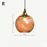 High-end Color Water Patterned Glass Ball Pendant Light Bedroom Bedside Lamp Creative Dining Living Room Bar Counter Chandelier