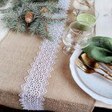 White Lace-edge Linen Table Runner For Wedding Party Table Decor Coarse Linen Tablecloth Home Decoration