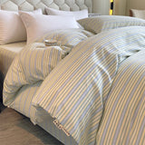 Japanese 100% Cotton Brushed Single Duvet Cover Striped Plaid Quilt Cover for Dorm Home Skin-Friendly Bedding for All Seasons