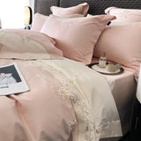 1000TC Egyptian Cotton Flowers Embroidery Luxury Pink Bedding Set Duvet Cover Flat/Fitted Bed Sheet Pillowcases 4Pcs