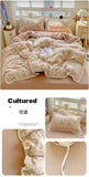 Print Floral Bedding Set Double Layer Yarn Four Pieces Set Soft Comfortable Duvet Cover Bed Sheet With Pillowcases Home Textiles