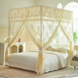 Lace Princess Palace Mosquito Net with Frame Romantic Three-door Bed Curtain with Dustproof Top French Design Home Decor