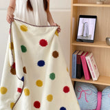 Sheep Autumn Blanket with Colored Dots Soft Comfortable Warm Winter Blankets Four Seasons Sofa Blanket Camping Dam