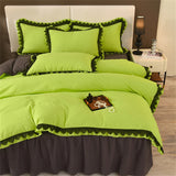 Princess Style Bedding Set Ruffle Duvet Cover With Lace Soft Four Piece Set Quilt Cover Bed Skirt Pillowcase Girls Bedroom Decor