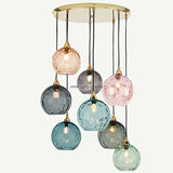 High-end Color Water Patterned Glass Ball Pendant Light Bedroom Bedside Lamp Creative Dining Living Room Bar Counter Chandelier