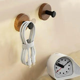 Walnut Wood Door Hook Adhesive Bathroom Towel Rack No-Drill Wall-Mounted Coat Hanger Wooden Hook for Kitchen or Bathroom