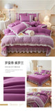 Korean Luxury Lace Ruffles Bedding Set Skin-Friendly Washed Cotton Princess Style Duvet Cover Bed Sheet Pillowcase Home Textiles