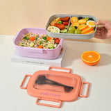 Portable Lunch Box, Lunch Container for Kids, Double Bento Box with Tableware, Microwaveable Food Storage Container