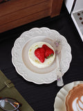 French Relief Dessert Plate Ins Retro Breakfast Bread Plates Household Versatile Dining Disc Milk Tea Colored Ceramic Tableware