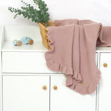 Knitted Baby Swaddle Blanket for New Born Babies Accessories Ruffle Stroller Blanket Bedding items Infant Nap Bed Cover