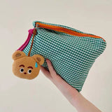 A women's plaid cosmetic bag, large capacity cotton, suitable for travel, make-up