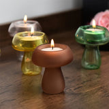 Creativity Mushroom-Shaped Candle Holder Glass Candlesticks Cute Room Decoration Desktop Ornament Home Decoration Ambiance Gifts