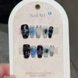 10Pcs Sweet Cool Coffin Handmade Press On Nails Full Cover Heart French Design Ballerina False Nails Wearable Manicure Nail Tips