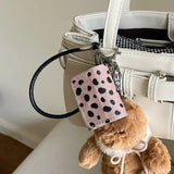 Luxury leather leopard print earphone bag case for airpods 1 2 3 4 pro 2 protection cover with bracelet fall prevention couple