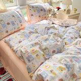 Oxygen Double Layered Four-Piece Bedding Set Fresh Floral Duvet Cover Bed Sheet Bed Canopy Student Dormitory 3-Piece Set