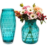 Honeycomb Relief Glass Vase Blue Transparent Flower Pots Decorative Desk Decoration Hydroponics Floral Modern Home Decor