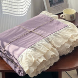 Korean Princess Style Lace Ruffles Soft Washed Cotton Skin-friendly Bedding Set Duvet Cover Bed Sheet/Fitted Sheet Pillowcases