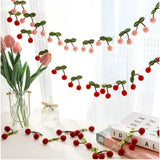 New Cherry Felt Ball Handmade Garland String Wall Hanging Ornament Hair Ball Pendant Kid Room Decoration Baby Shower Party Favor