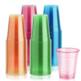 100Pcs Neon Glow Plastic Party Cups Neon Colors Cups For UV Black Light Reactive Neon Birthday Glow in the Dark Party Supplie